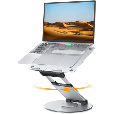 Nulaxy LS18 360° Rotating Laptop Stand - Silver, For Collaborative Work, Compatible with 10"-17" Apple MacBook / Laptops, 360 Rotation, Share at any time