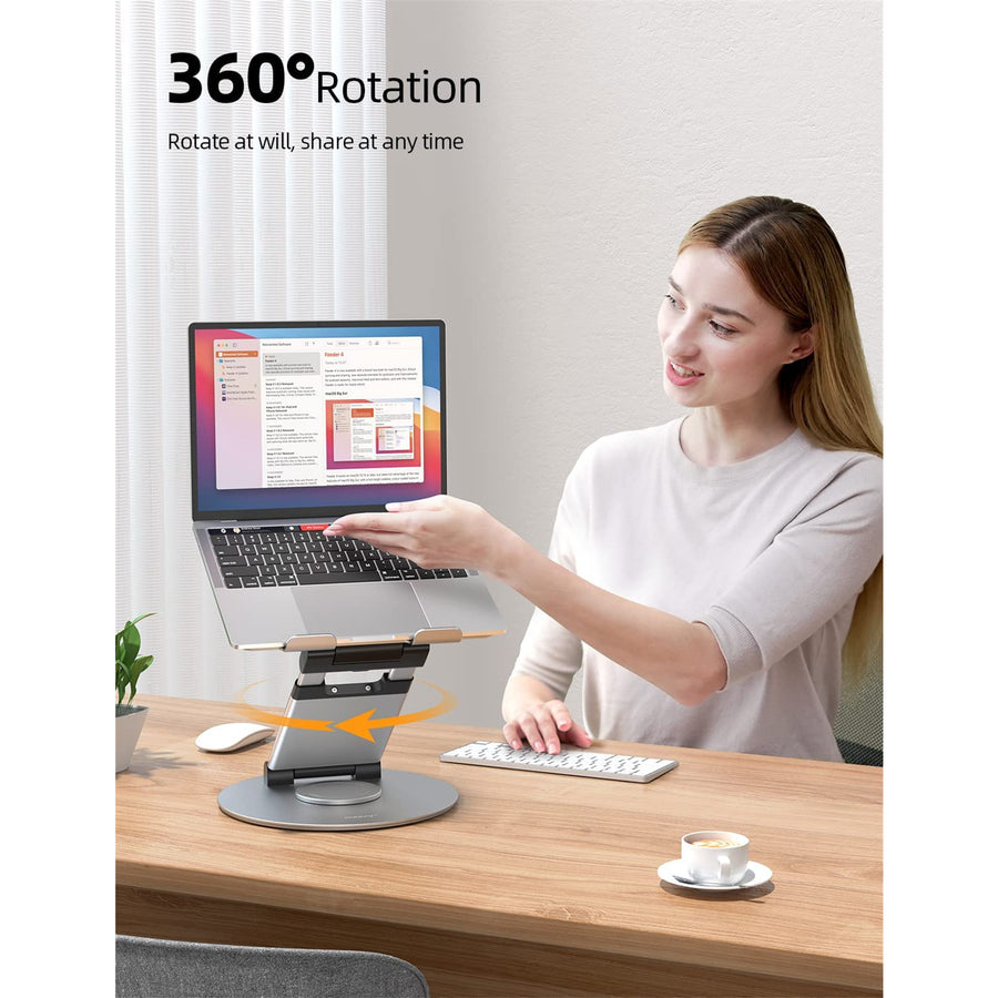 Nulaxy LS18 360° Rotating Laptop Stand - Silver, For Collaborative Work, Compatible with 10"-17" Apple MacBook / Laptops, 360 Rotation, Share at any time
