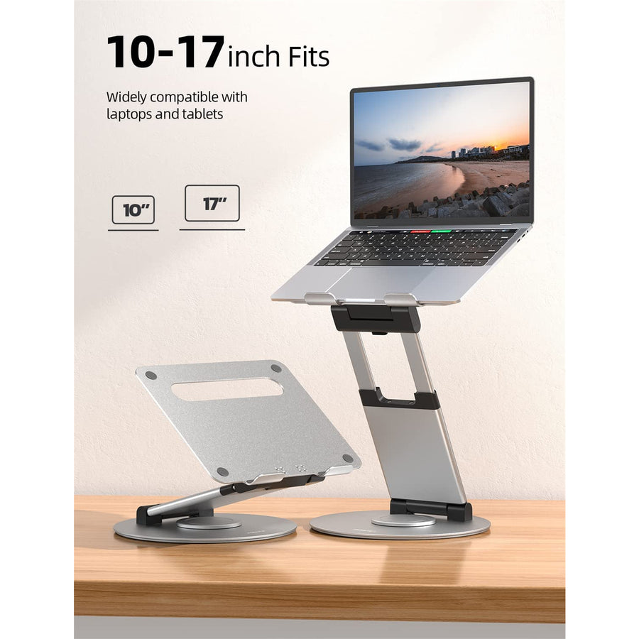 Nulaxy LS18 360° Rotating Laptop Stand - Silver, For Collaborative Work, Compatible with 10"-17" Apple MacBook / Laptops, 360 Rotation, Share at any time