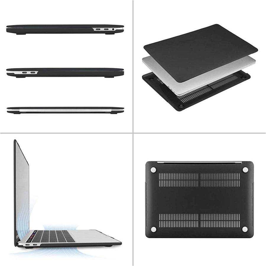 Matte Rubberized Hard Shell Case Cover for 13" MacBook Pro (2016-2022) - Matte Black