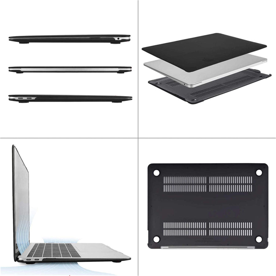 Matte Rubberized Hard Shell Case Cover for 13" MacBook Air (2018-2022) - Matte Black