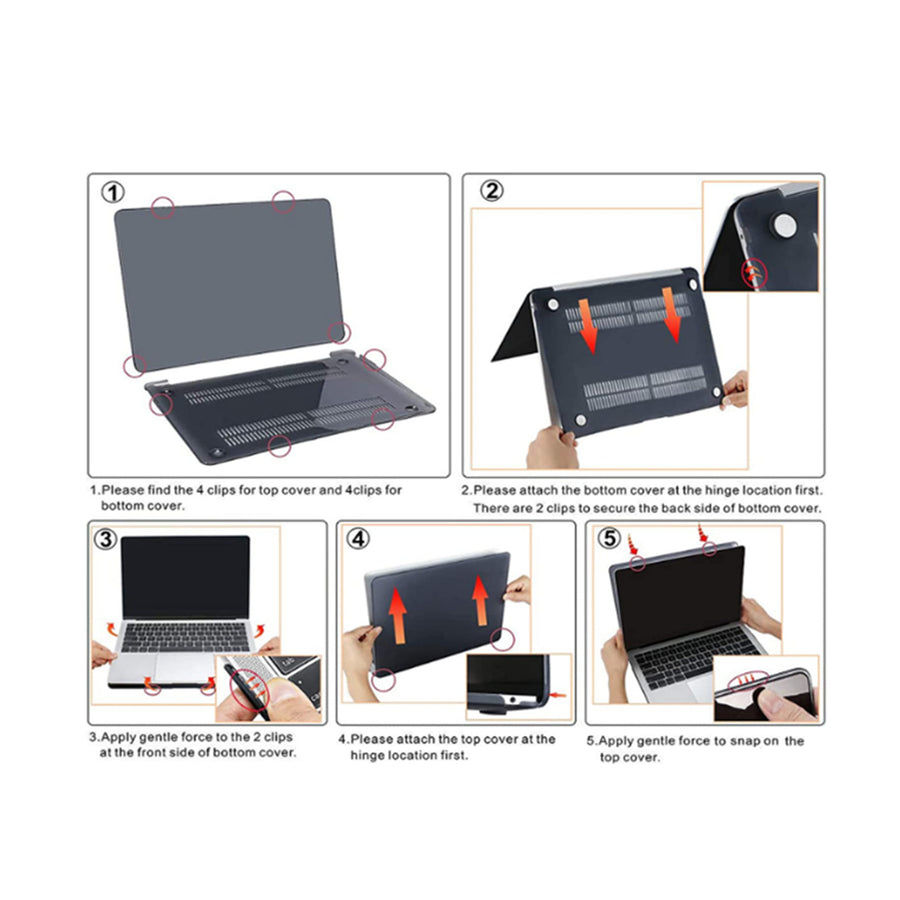 Matte Rubberized Hard Shell Case Cover for 13" MacBook Air (2018-2022) - Matte Black