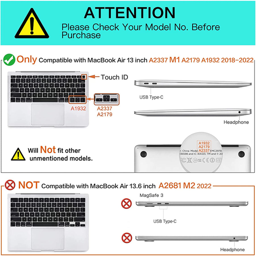 Matte Rubberized Hard Shell Case Cover for 13" MacBook Air (2018-2022) - Matte White