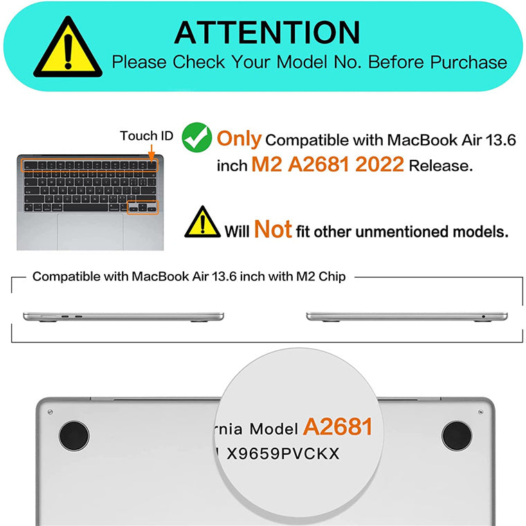 Matte Rubberized Hard Shell Case Cover for 13.6" MacBook Air (2022-2024) - Matte White