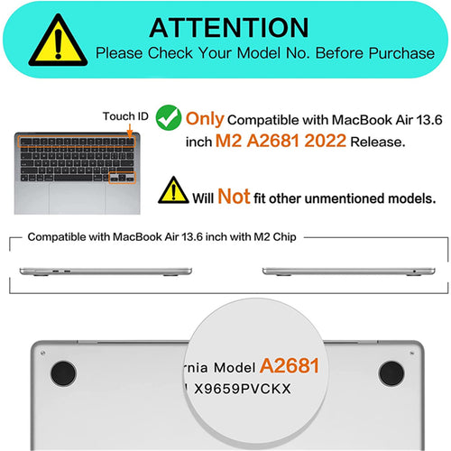 Matte Rubberized Hard Shell Case Cover for 13.6" MacBook Air (2022-2024) - Matte Black