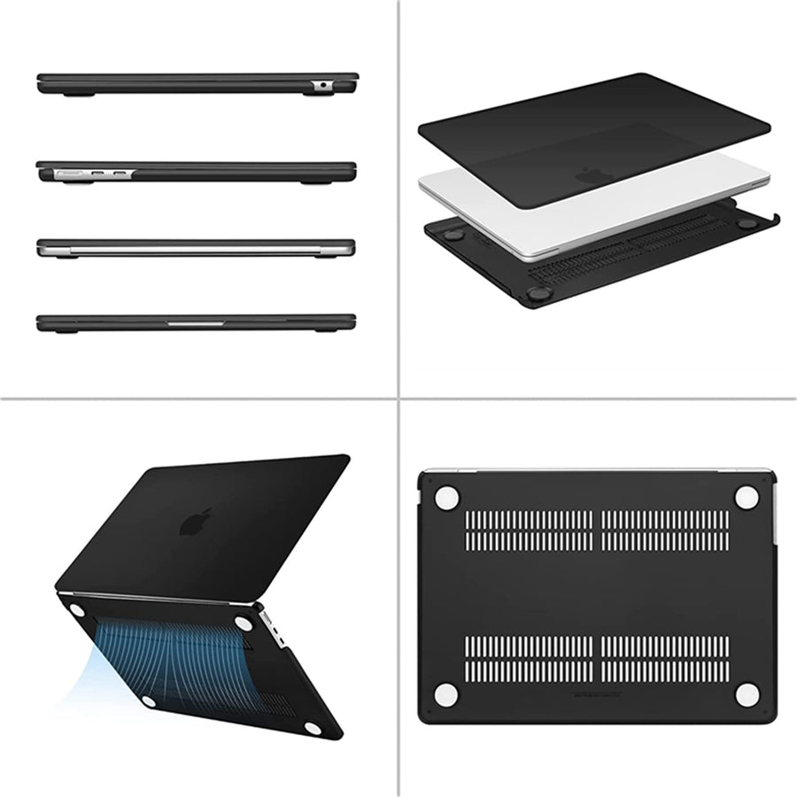 Matte Rubberized Hard Shell Case Cover for 13.6" MacBook Air (2022-2024) - Matte Black