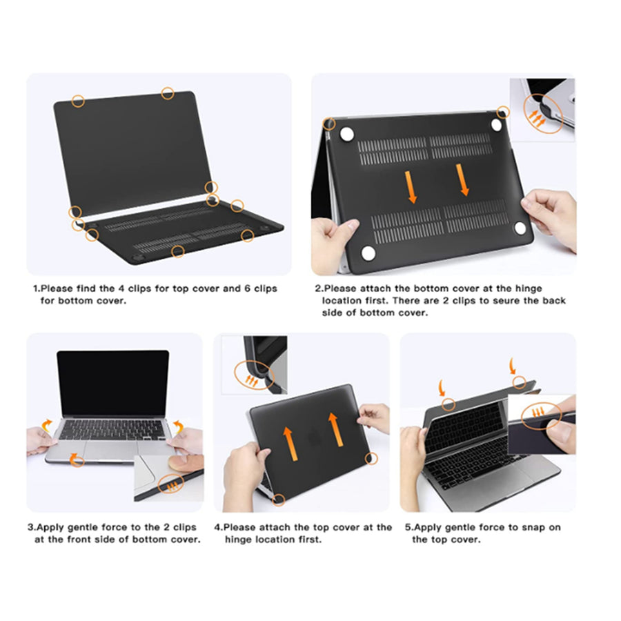 Matte Rubberized Hard Shell Case Cover for 13.6" MacBook Air (2022-2024) - Matte Black