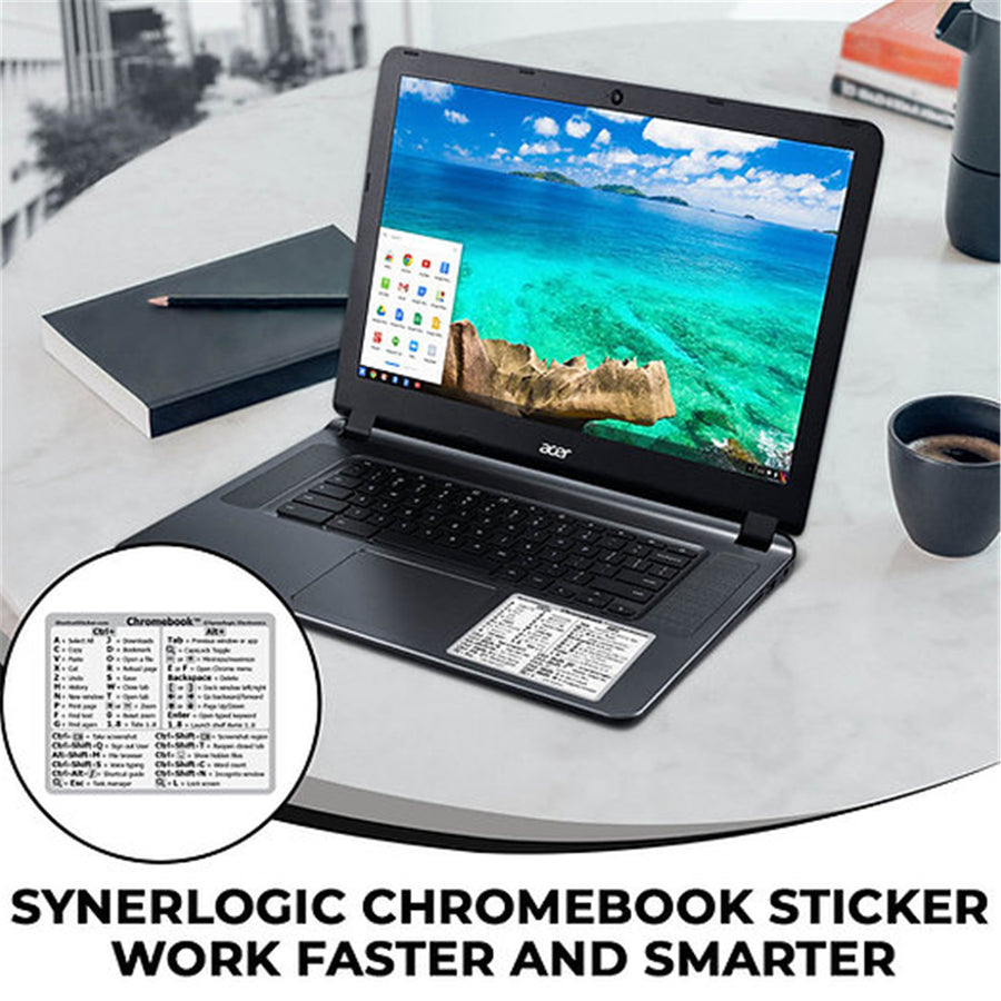Chromebook OS Laptop Reference Keyboard Shortcut Sticker - White, No-Residue Adhesive, for Any Chromebook Laptop (1 PCS)