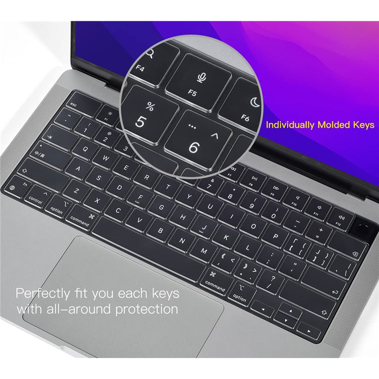 Ultra Thin Keyboard Cover Protector - Apple 13.6" Macbook Air with M2 Chip / MacBook Pro 14" A2442 A2779 / MacBook Pro 16" A2485 M1 Pro M1 Max A2780 M2 Pro M2 Max / MacBook Air 15.3", For Models: A2681 A2442 A2779 A2485 A2780 A2941, TPU 0.1