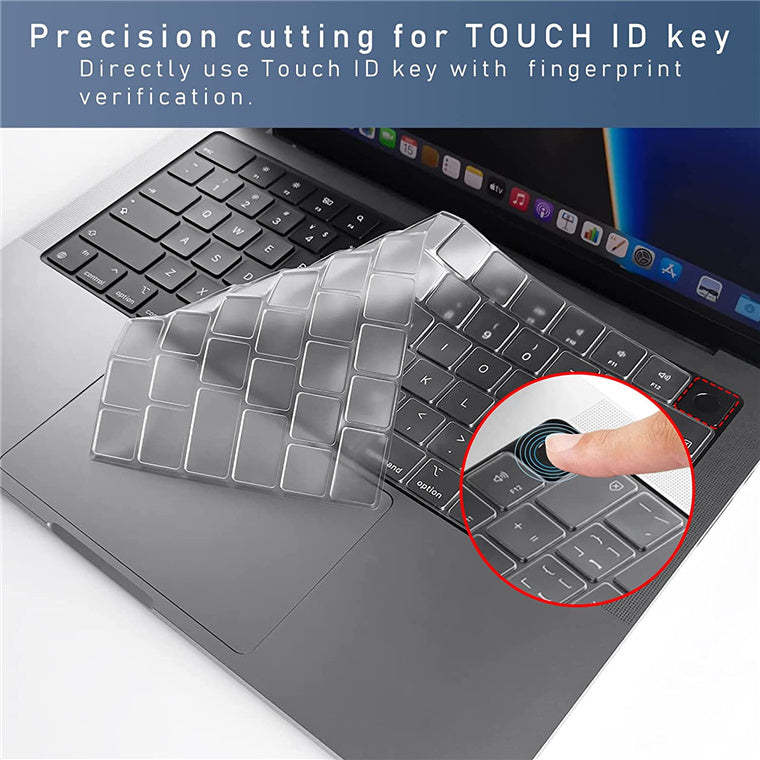 Ultra Thin Keyboard Cover Protector - Apple 13.6" Macbook Air with M2 Chip / MacBook Pro 14" A2442 A2779 / MacBook Pro 16" A2485 M1 Pro M1 Max A2780 M2 Pro M2 Max / MacBook Air 15.3", For Models: A2681 A2442 A2779 A2485 A2780 A2941, TPU 0.1
