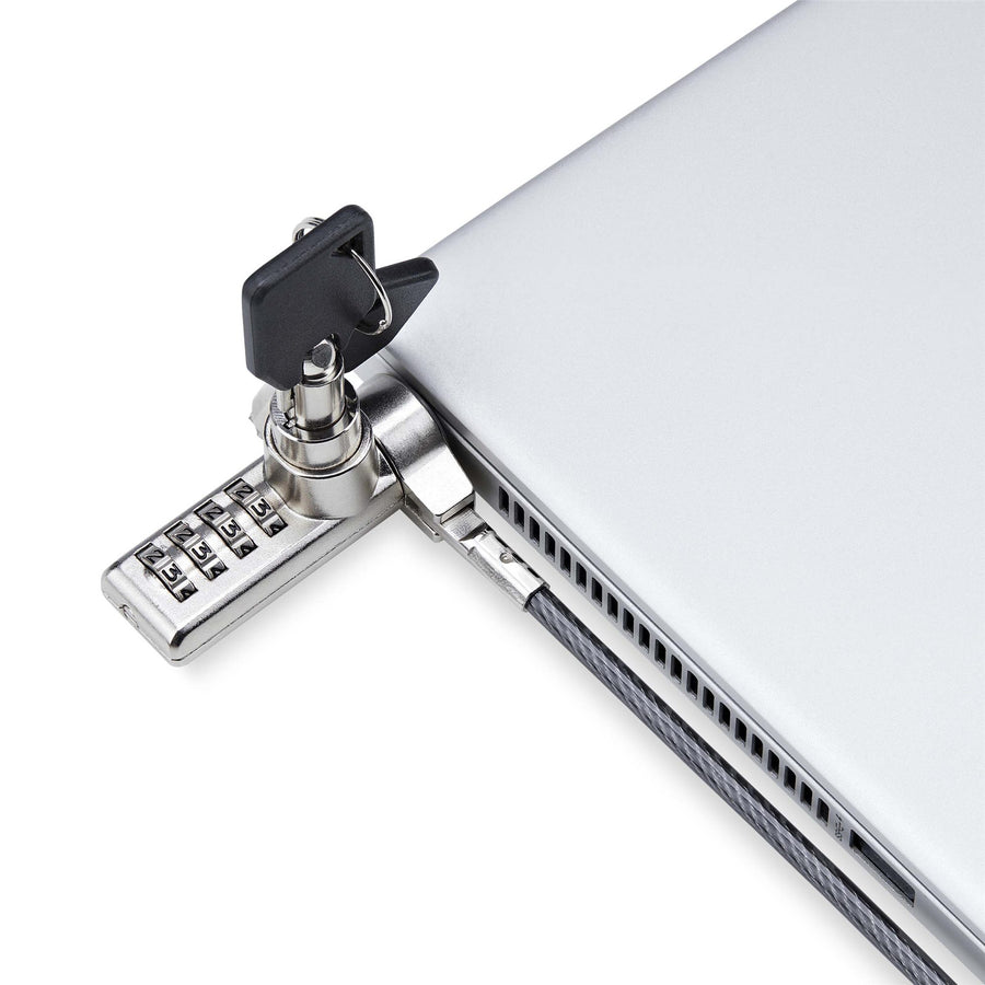 StarTech.com DUALKA10-LAPTOP-LOCK 10-Pack Dual-Access Laptop Lock - 6.5ft (2m) - Keyed Alike and Combination Security Cable Lock for K-Slot Devices, Anti-Theft Steel Cable