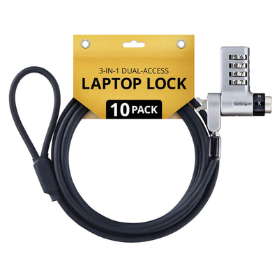 StarTech.com 6830089 10-Pack 3-in-1 Dual-Access Laptop Lock