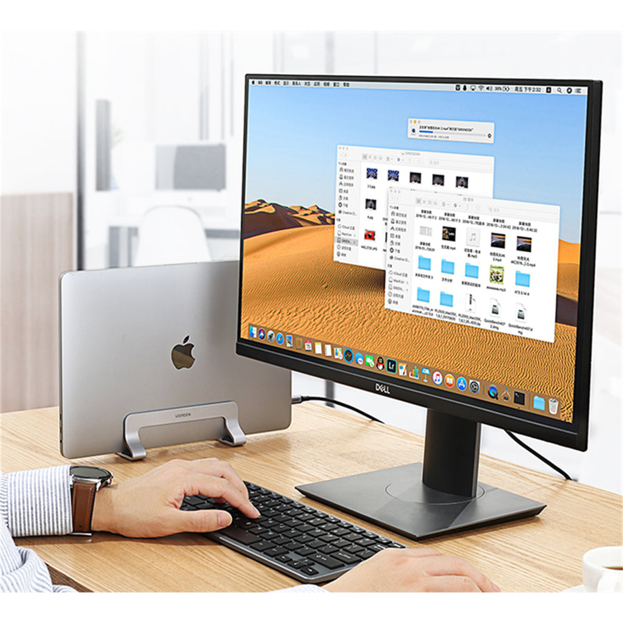 UGREEN LP258-20471 Vertical Laptop Stand - Silver, Space Saving Upright Storage, Compatible with 12-26mm thickness Apple MacBook / Laptops