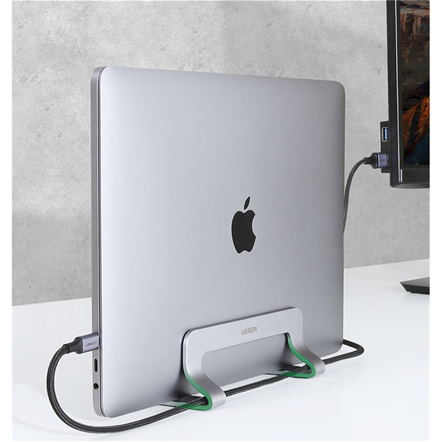 UGREEN LP258-20471 Vertical Laptop Stand - Silver, Space Saving Upright Storage, Compatible with 12-26mm thickness Apple MacBook / Laptops