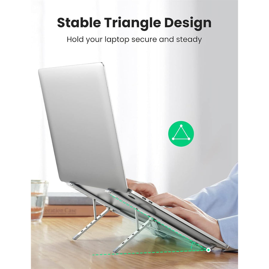 UGREEN UG-40289 Aluminum Foldable Laptop Stand - Silver - Foldable & Portable - 5 Level Height Adjustment - Support laptop up to 8"-17.3" iPad Mini/ Macbook Pro