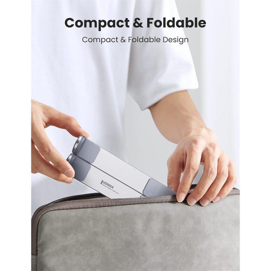 UGREEN UG-40289 Aluminum Foldable Laptop Stand - Silver - Foldable & Portable - 5 Level Height Adjustment - Support laptop up to 8"-17.3" iPad Mini/ Macbook Pro