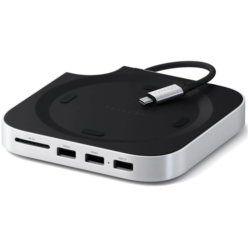SATECHI Mac Mini M4 Stand & Hub with SSD Enclosure - Silver