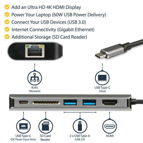 StarTech.com   USB-C Single 4K Mobile Dock with 60W Power Delivery