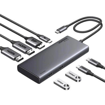UGREEN 8 in 1 2 HDMI DP+2 USB-C 3.2+2xUSB-A 3.2 PD