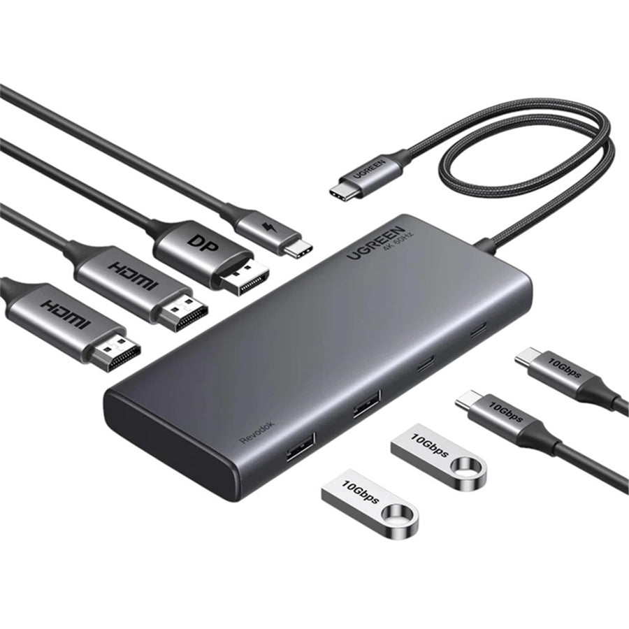 UGREEN 8 in 1 2 HDMI DP+2 USB-C 3.2+2xUSB-A 3.2 PD