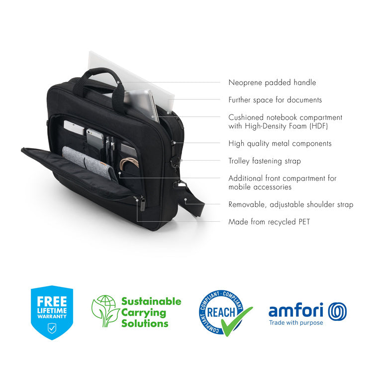 Dicota Top Traveller BASE   Laptop Toploader Carry Bag for 15.6" Notebook - Black