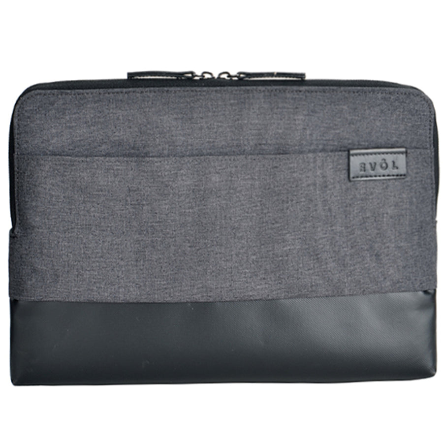 EV007 - Evol Uluru 13.3" - 14.1" Laptop-Sleeve aus meliertem Polyester & beschichtetem Canvas Dunkelgrau