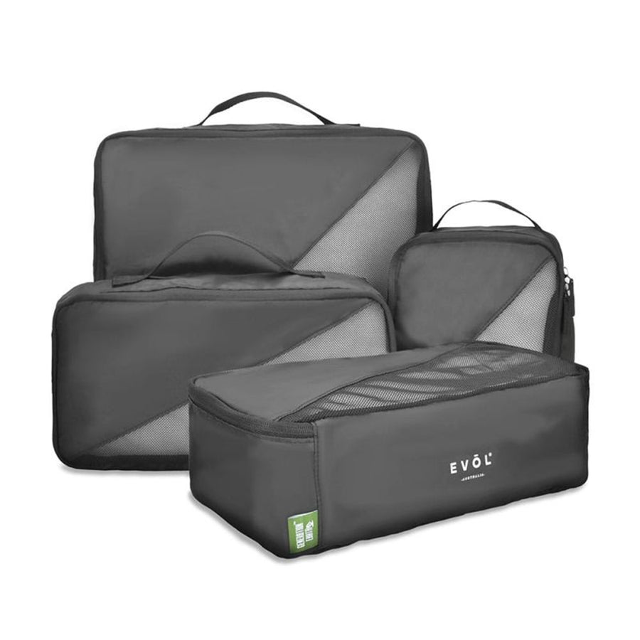 Evol EVACC5 - Generation Earth Recycled Packing Cubes Set of 4 – Black