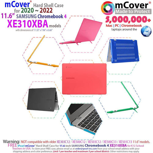 Mcover Hard Shell Case for 11.6" Samsung Chromebook 4 XE310XBA - Black