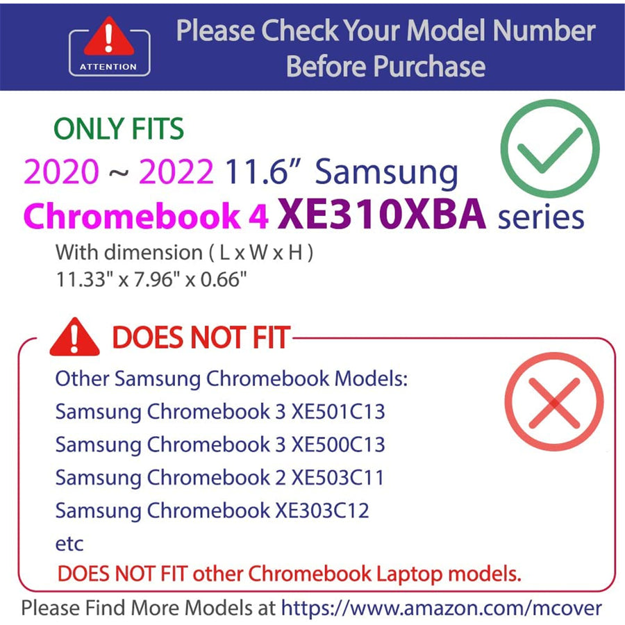 Mcover Hard Shell Case for 11.6" Samsung Chromebook 4 XE310XBA - Black