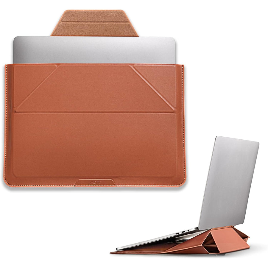 MOFT 2-in-1 Laptop Carry Sleeve with Built-in Adjustable Stand for 13"-14" laptops   - Sienna Brown