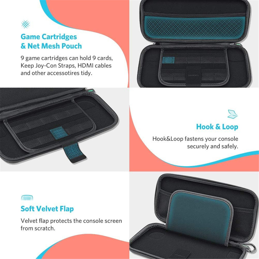 UGREEN Nintendo Switch EVA Hard Shell Carrying Case - Fits for Switch/Switch OLED - 9 Game Cartridges Slot