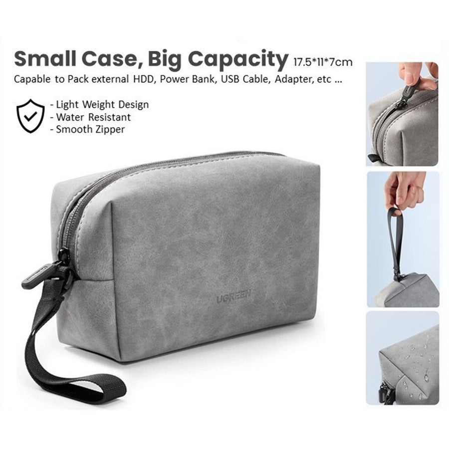 UGREEN    Travel Gadget Storage Bag with Grid Lanyard - Grey