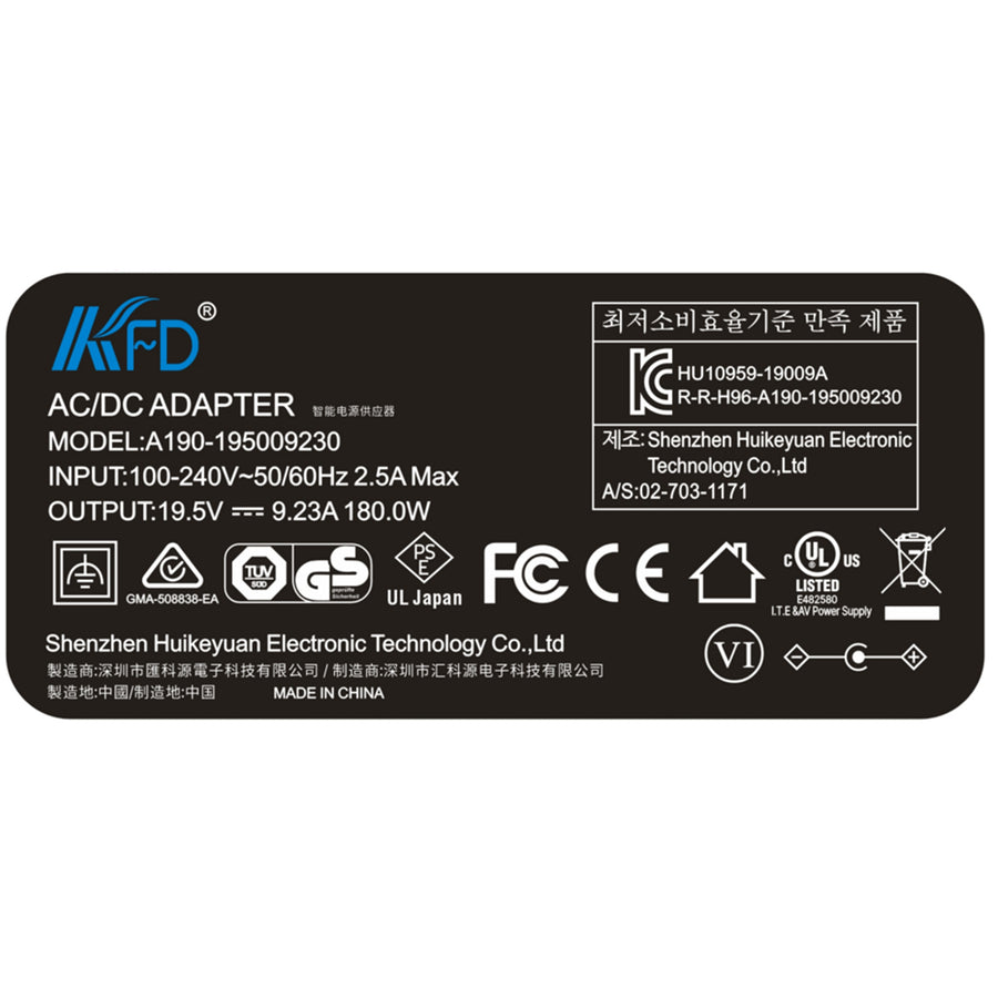 KFD AC Power Adapter/Charger For Acer Gaming Laptop 19.5V 9.23A 180W DC Tip 5.5x1.7mm For Acer Predator Helios 300 PH317 PH317-51 G3-572 G3-571 Aspire V Nitro 15 VN7-593G 17 VN7-793G A717-71G ADP-180MB K