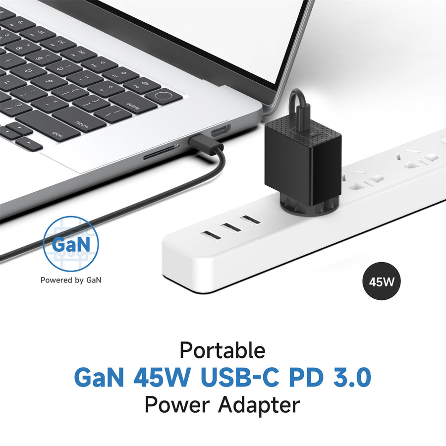 KFD 45W GaN Dual USB-C PD Wall Charger Travel Pack with US / EU / AU / UK Adapter Output: 45W PD+12W QC Max 57W