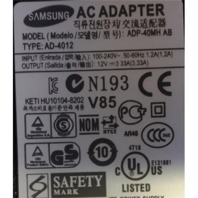 OEM Manufacture For Samsung 40W 12V 3.33A Laptop Charger - 2.5x0.7mm  Connector Size (Power cord not included)