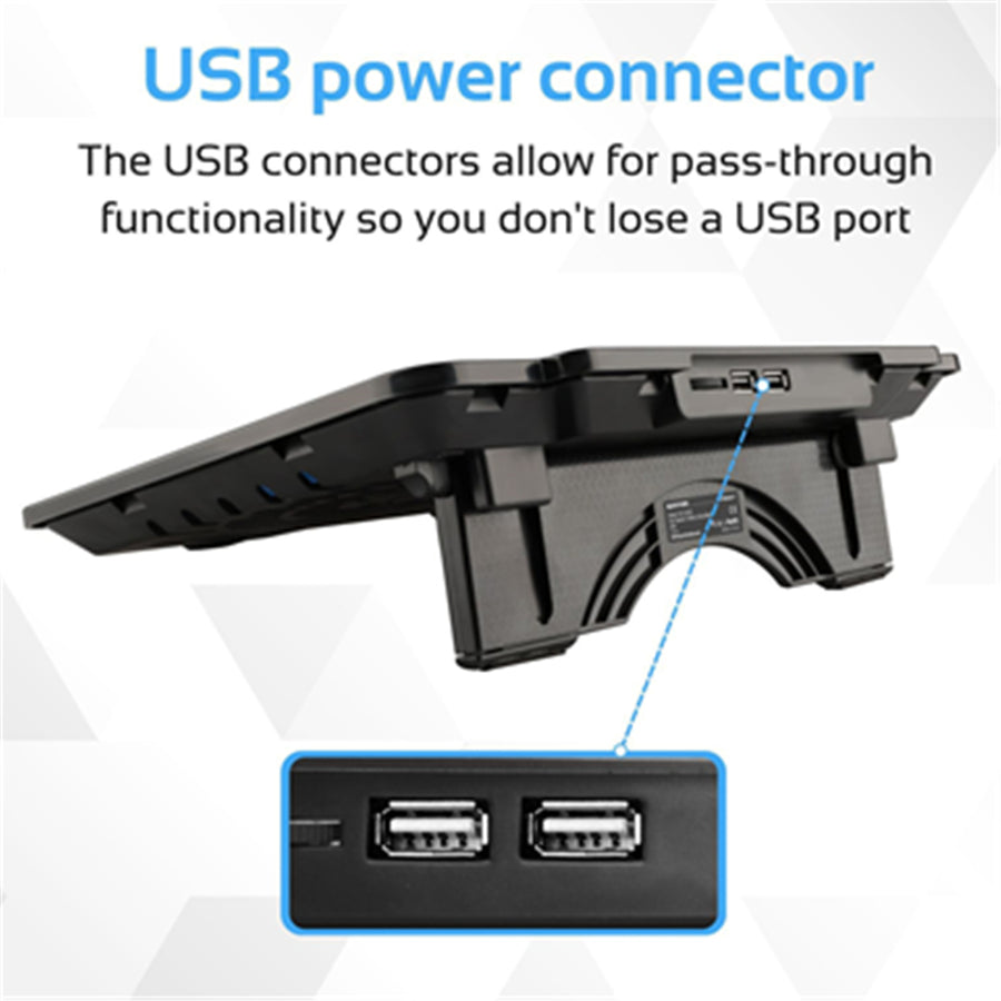 Promate AIRBASE-1-BLK - Laptop Cooling Pad w/ Silent Fan. Adjust height performance 140mm fans. USB.