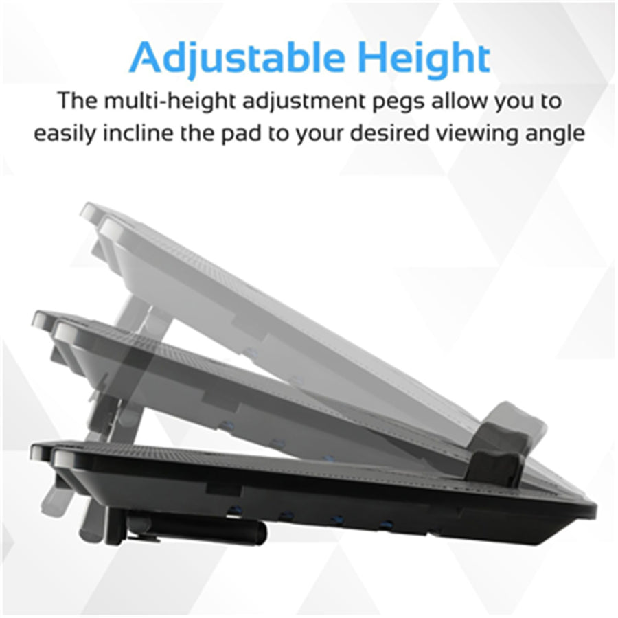 Promate AIRBASE-1-BLK - Laptop Cooling Pad w/ Silent Fan. Adjust height performance 140mm fans. USB.