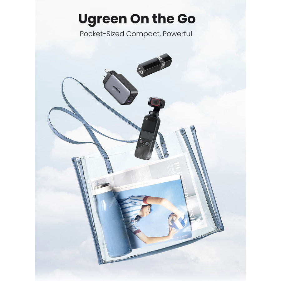 UGREEN Nexode 65W GaN Wandladegerät mit drei Anschlüssen – 1x USB-A & 2x USB-C – Für Laptops, iPhone & iPad