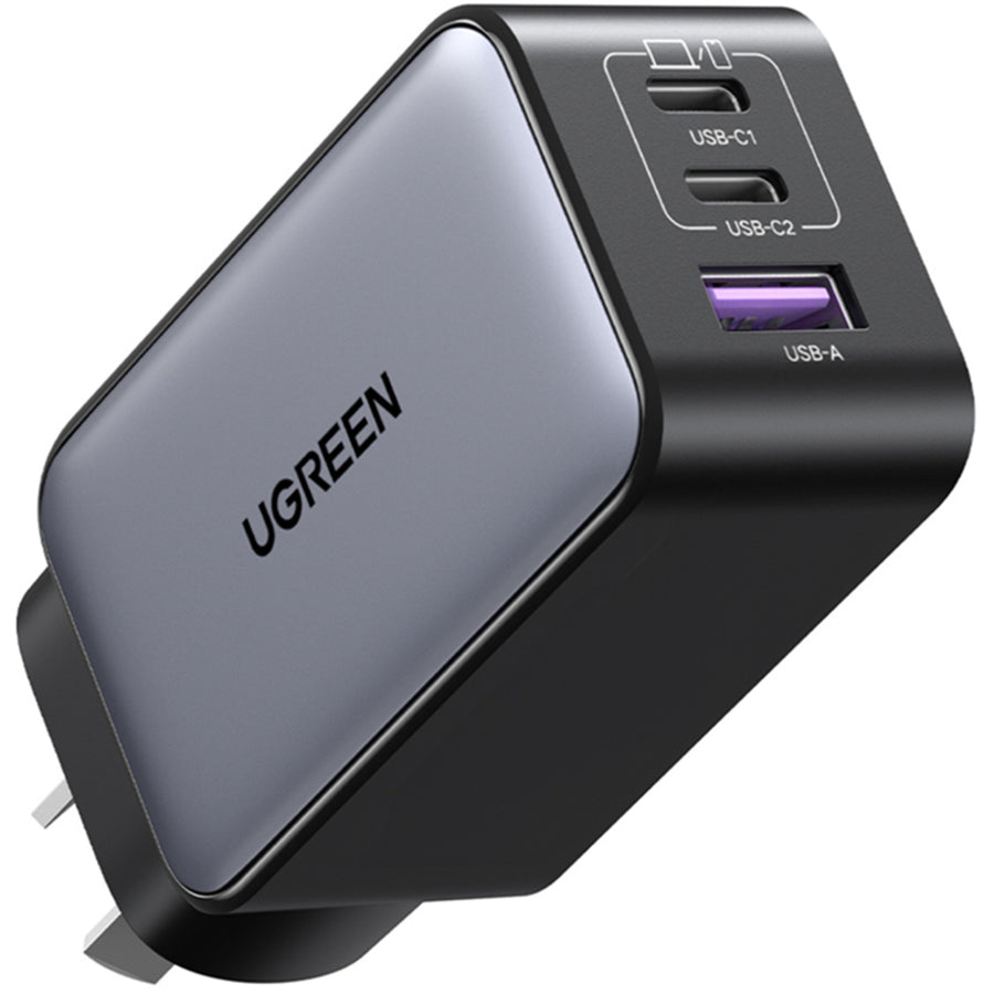 UG-25113 - UGREEN Nexode 65W Triple Ports GaN Wall Power Charger - 1x USB-A & 2x USB-C - For Laptops, iPhone & iPad