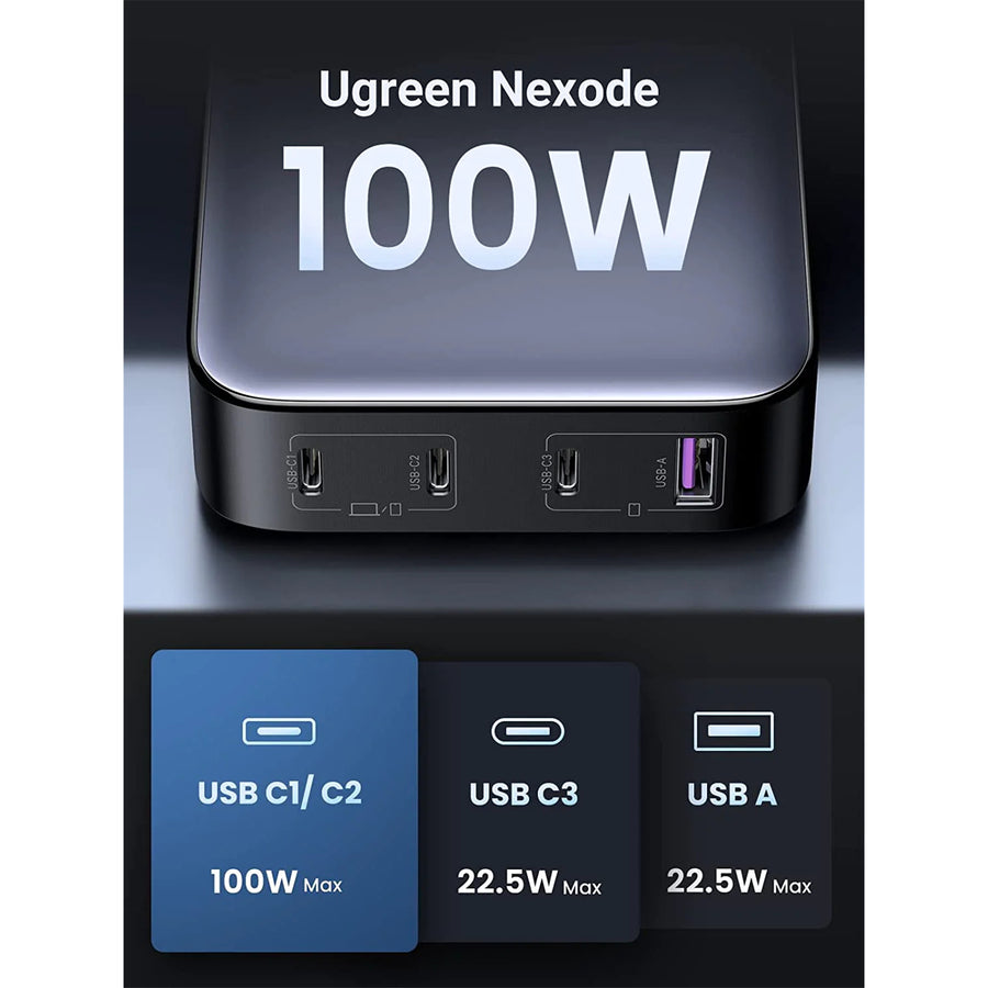 UG-15613 - Ugreen 1*USB-A+3*USB-C 100W Desktop Fast Charger