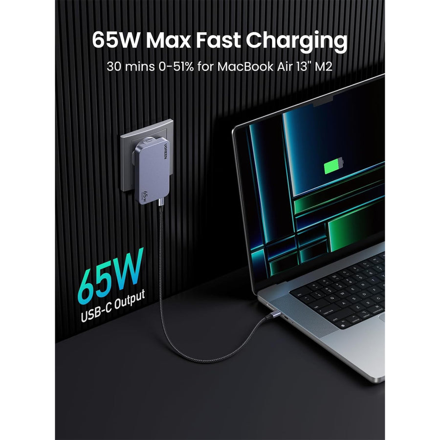 UG-65002 - UGREEN Nexode Pro 65W 3-Port GaN Ultra-Slim Universal Travel adaptor Fast Charger