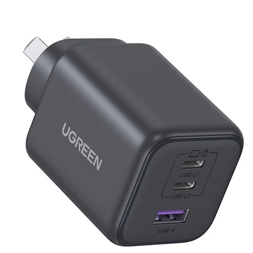 UGREEN 45W Triple Ports GaN Fast Wall Charger PD3.0 Compact Power Adapter - 1x USB-A & 2x USB-C - For MacBook Air, iPad Pro, iPhone 17 Pro Max/iPhone Air/16/15, Galaxy S25 Ultra (PPS 45W), Pixel 10 Pro XL