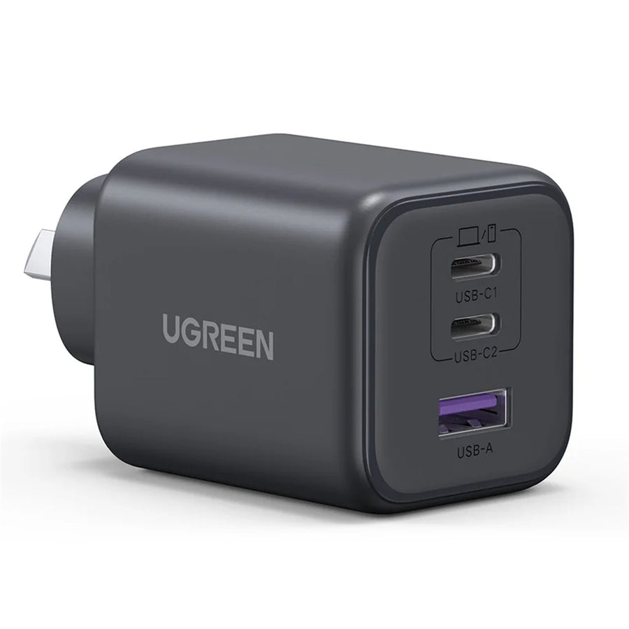 UGREEN 45W Triple Ports GaN Fast Wall Charger PD3.0 Compact Power Adapter - 1x USB-A & 2x USB-C - For MacBook Air, iPad Pro, iPhone 17 Pro Max/iPhone Air/16/15, Galaxy S25 Ultra (PPS 45W), Pixel 10 Pro XL