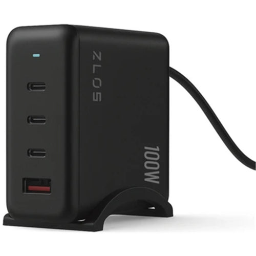 Zlos 100W 4 Port GAN Desktop Power Charger Charging Station With 1.5m Cable - 1x USB-A & 3x USB-C Port