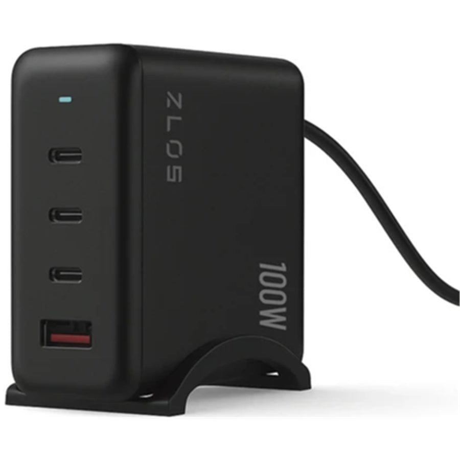 Zlos 100W 4 Port GAN Desktop Power Charger Charging Station With 1.5m Cable - 1x USB-A & 3x USB-C Port