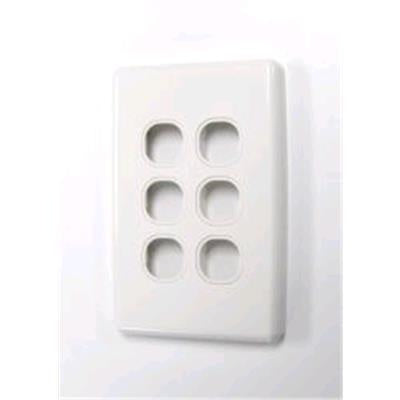 AMDEX FP-6PV3 - Switch Plate ONLY. 6 Gang WPC Series Wall Face Cover Plate. (Accepts Clipsal Style