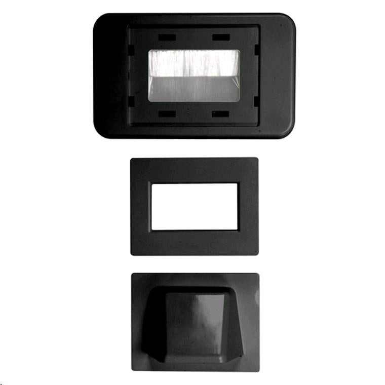 AMDEX WP-BULLNOSE-BLK - Combination Flush & Bullnose Cable Management Wall Plate w/ Brush Black Colour