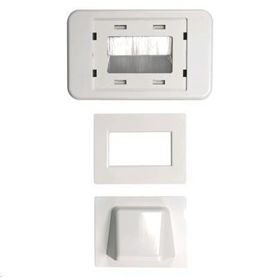 AMDEX WP-BULLNOSE - Combination Flush & Bullnose Cable Management Wall Plate w/ Brush White Colour