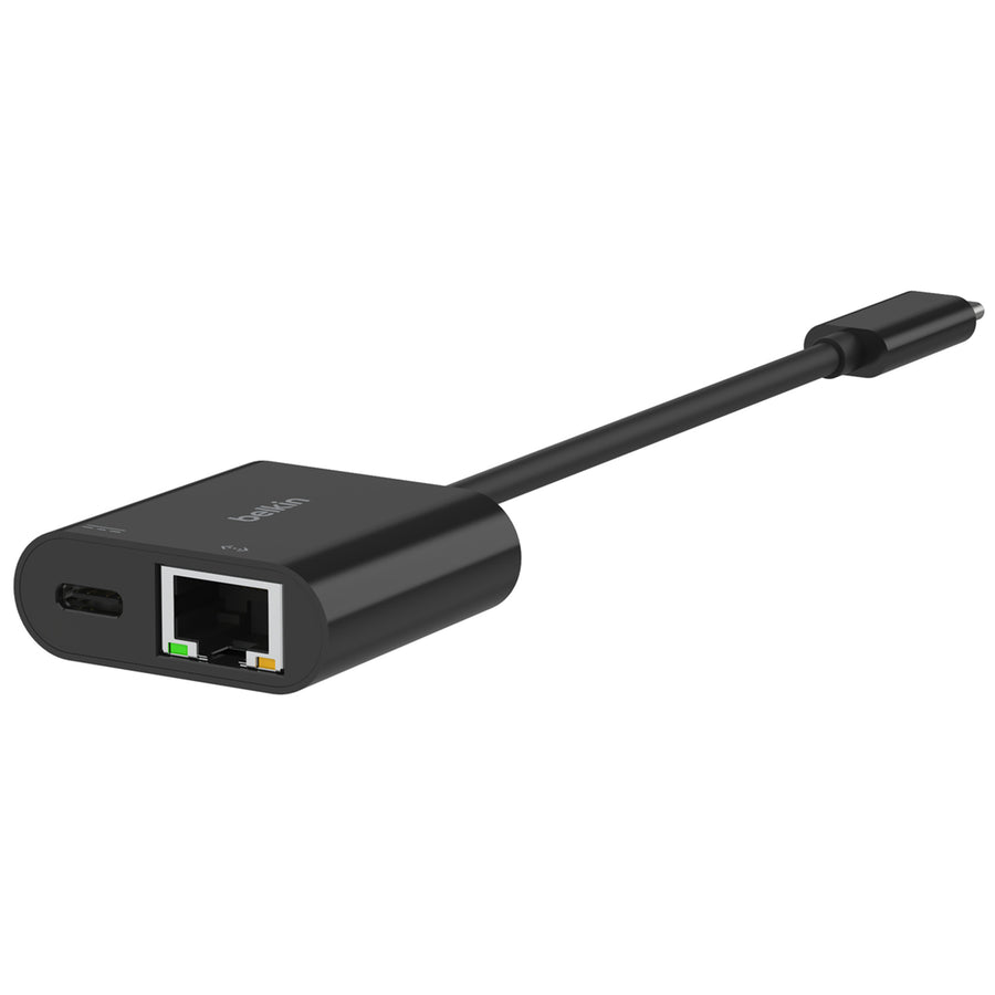 Belkin USB-C to Ethernet + Charge Adapter - 100W Adapter (100W Passthrough Power for Connected Devices, 1000 Mbps Ethernet Speeds) Ethernet Adapter