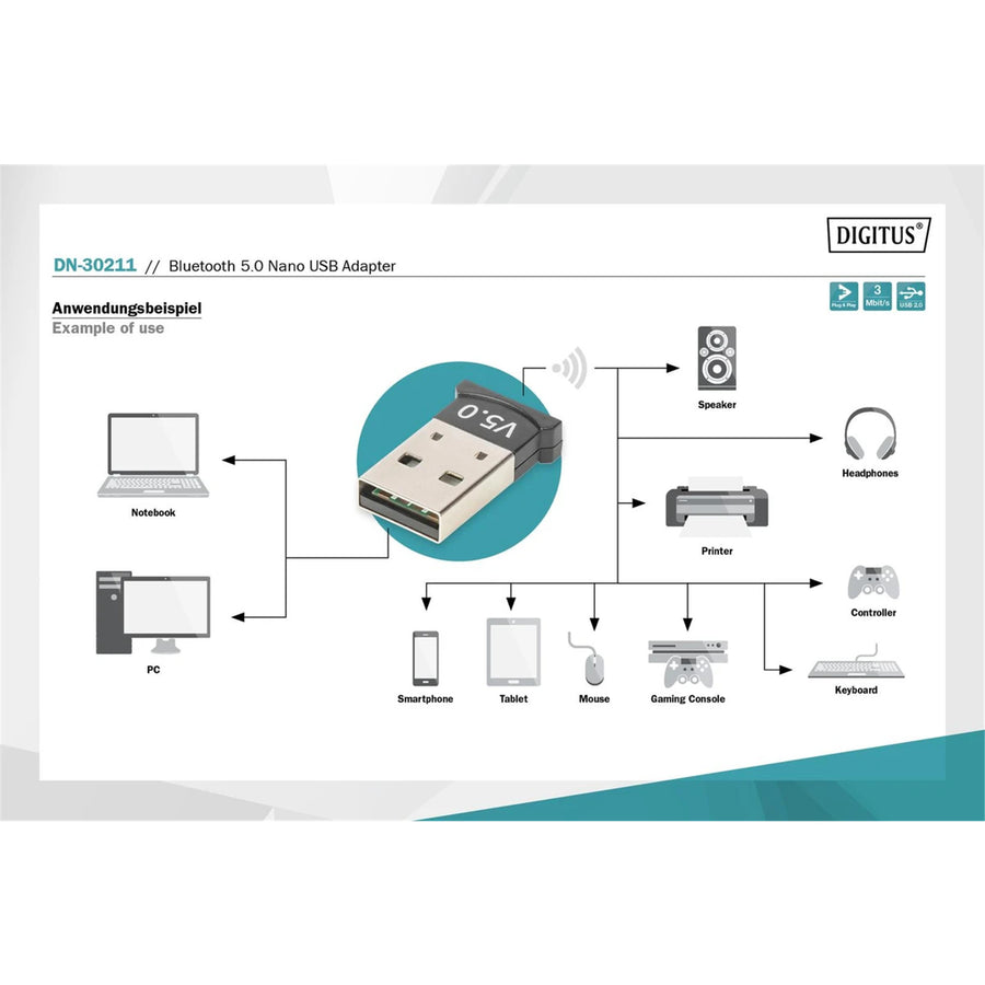Digitus N-30211 Bluetooth 5.0 Nano USB Adapter